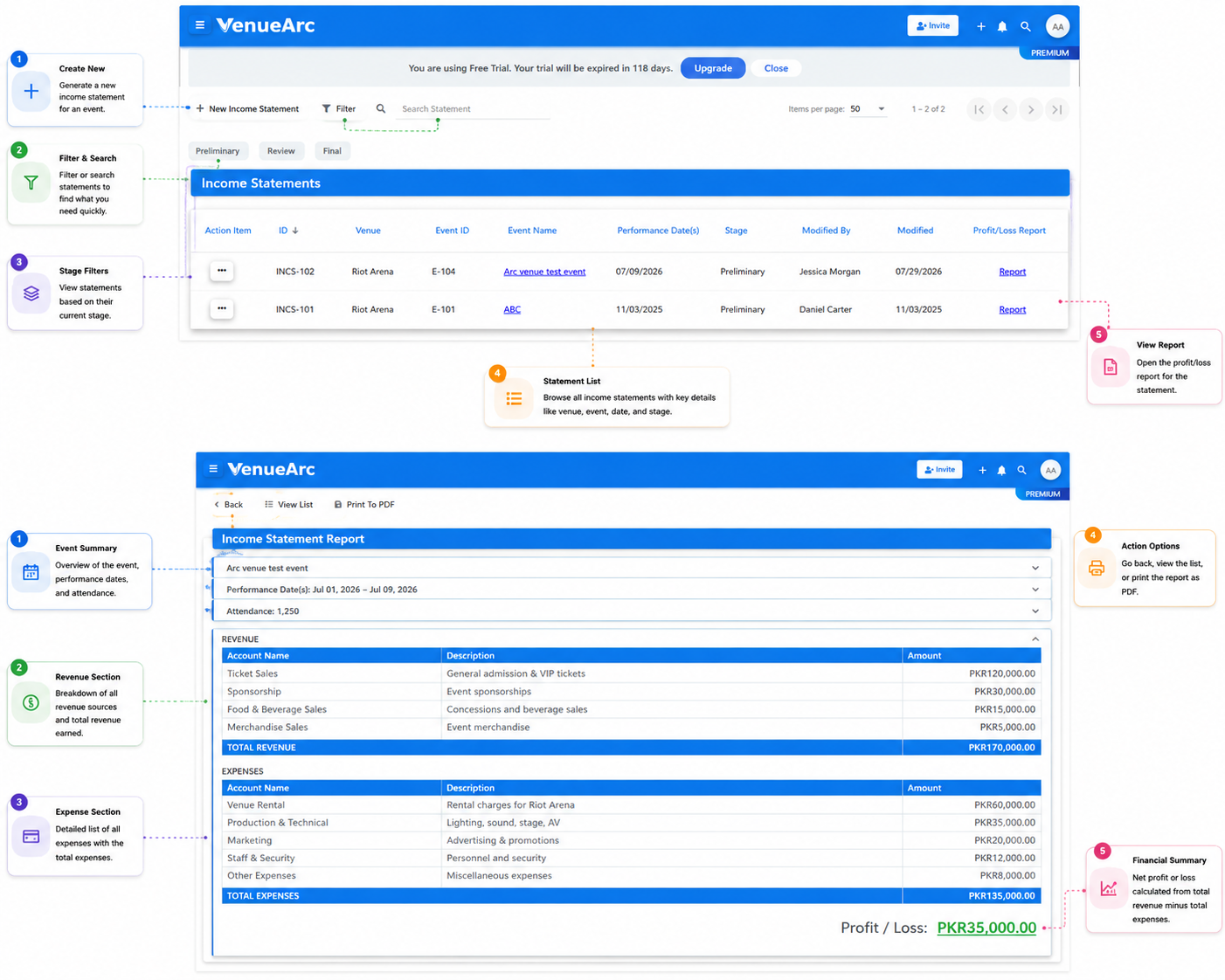 Income Statement guide screenshot
